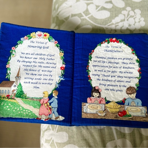VTG Handmade Material Stitched Sewn Child's Virtues Life Lessons Soft Book Art - Picture 5 of 13